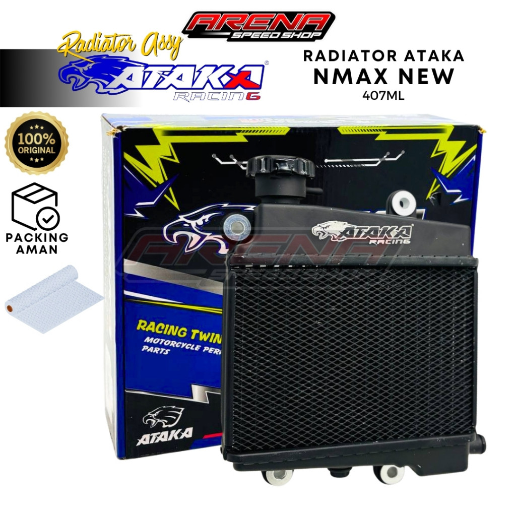 ATAKA Racing Aluminium Radiator NMax New Black 407mL - Radiator Almu Aerox Original Ataka Malaysia