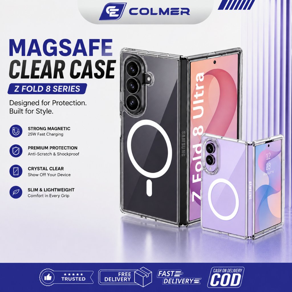 COLMER Case MagSafe Clear Samsung Galaxy Z Fold 8 Z Fold 8 Ultra Z Flip 8 Magnetic Transparan Casing