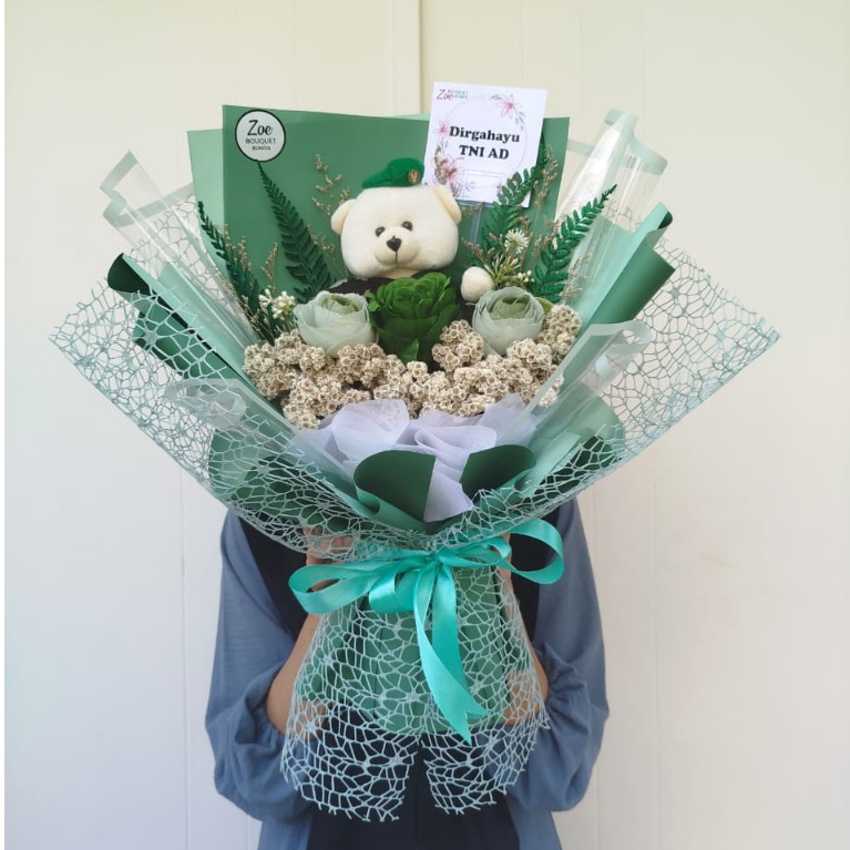 Buket bunga edelweis boneka wisuda profesi /Buket boneka hadiah pelantikan  / Bouquet boneka profesi