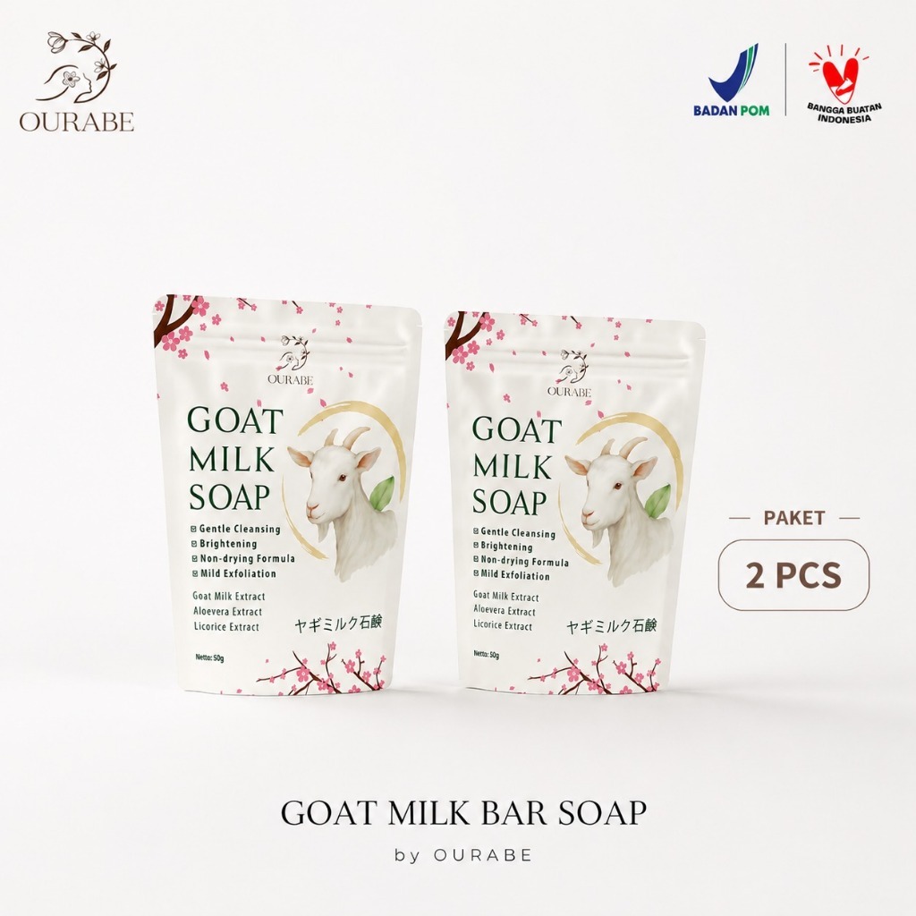 Ourabe Goat Milk Soap (PAKET 2 PCS) - Sabun Susu Kambing Brightening & Gentle Cleansing Formula Jepa