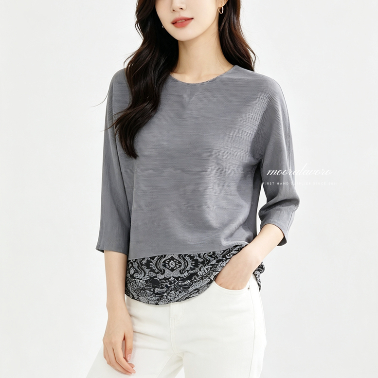 ANSA CLASSY PLEATS PATTERN BLOUSE NAIK TURUN KOREAN STYLE READY BKK BANGKOK PREMIUM COLLECTION
