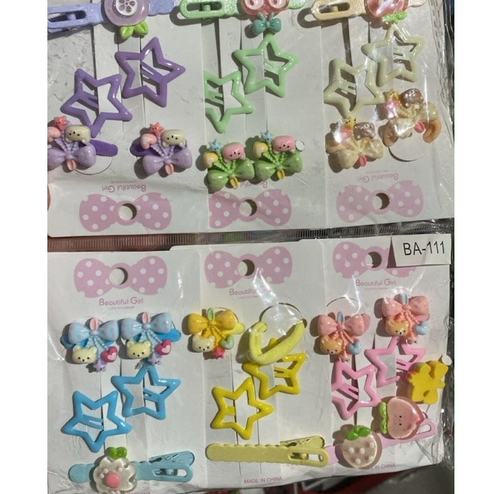 JPT BA111 - ISI 12 KARTON JEPIT ANAK SET KARET 5IN1 TIK TOK BINTANG + BUAYA