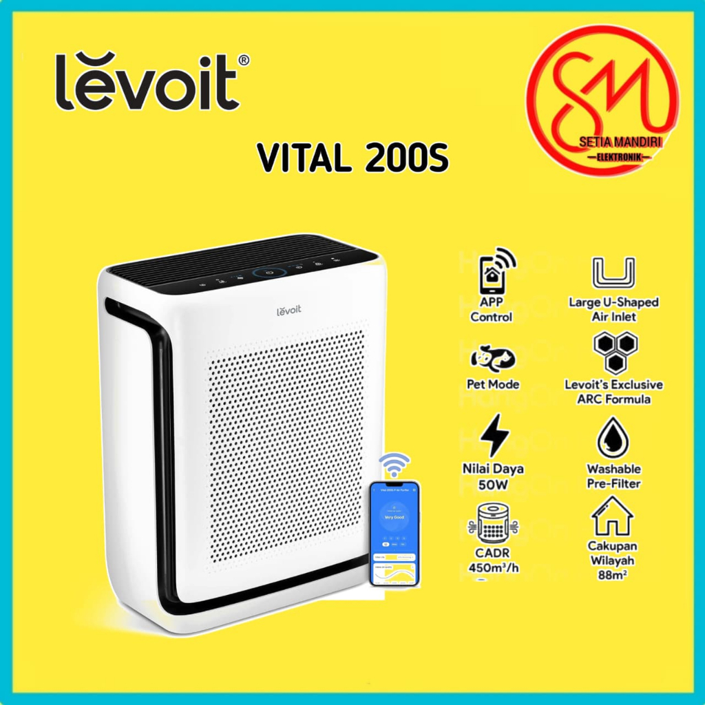 Levoit Vital 200S Air Purifier Pet Care - Smart WiFi HEPA 3-Stage Filtration untuk Ruangan 173 m²