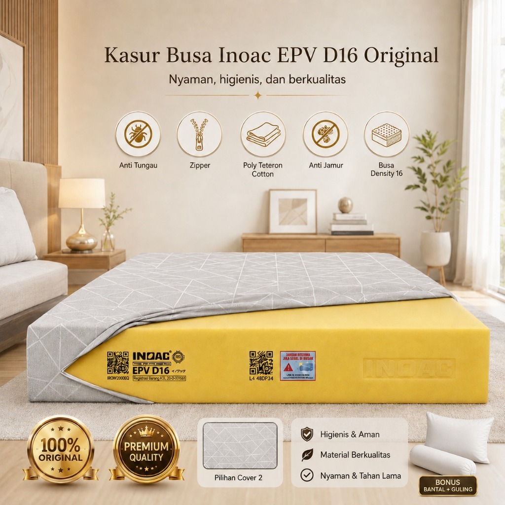 Kasur Busa Inoac EPV D16 Asli Original - Kasur Single Bonus Bantal dan Guling