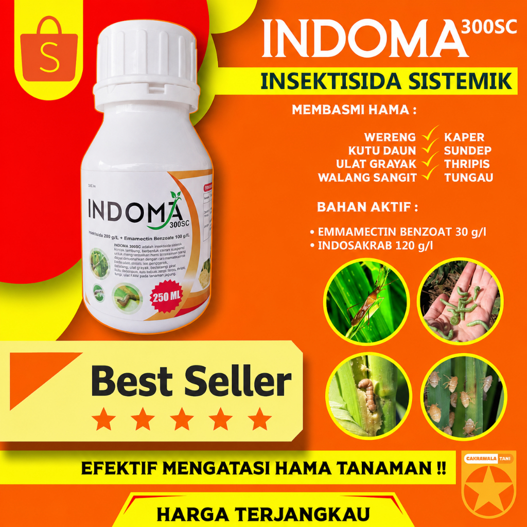 INDOMA 300SC INSEKTISIDA SISTEMIK AMPUH/EMAMECTIN BENZOAT/ABAMEKTIN/NEMOTRIN/PUPUK CAIR