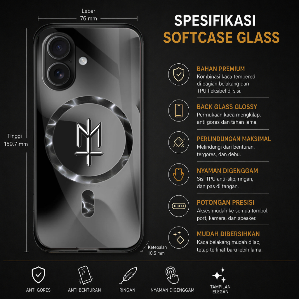 Sofcase Glass Kaca Motif FOR IPHONE 16 Terbaru - Casing hp - Casing iphone - casing motif IPHONE 16