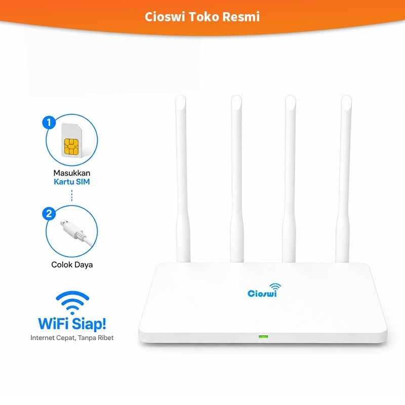Cioswi Router 4G WiFi 500Mbps Kartu SIM, Modem Internet Rumah Tanpa Kabel, Support 32 User