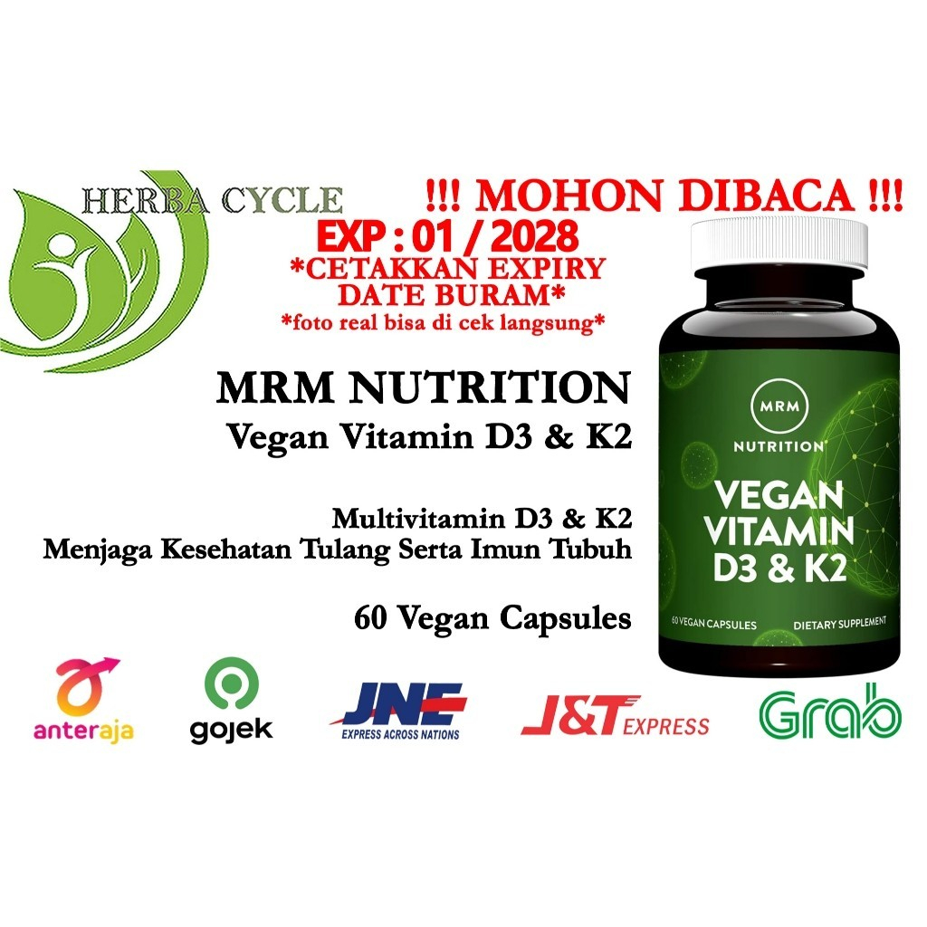 MRM Vegan Vitamin D3 K2 60 VegCaps Vit D3 K2 Vegan ORI USA