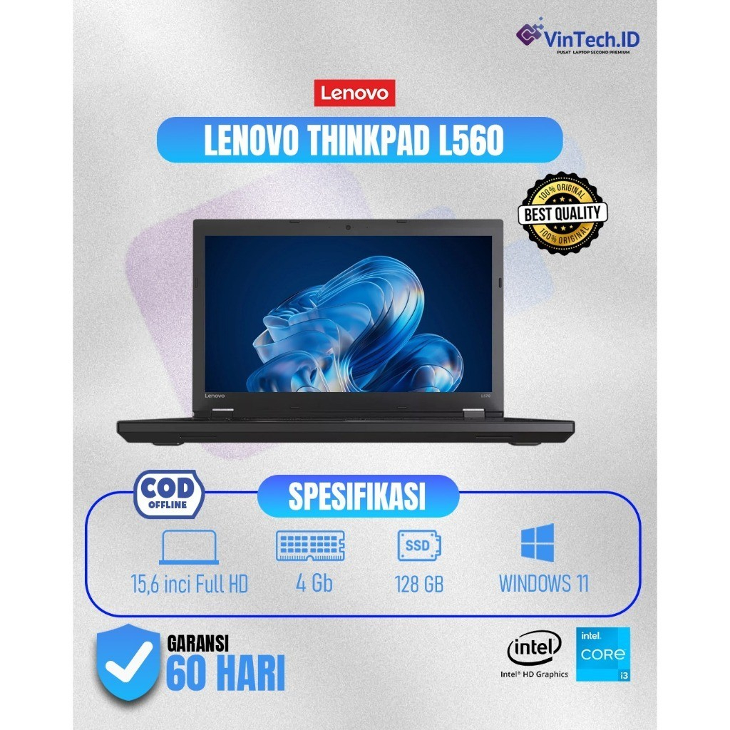 LENOVO THINKPAD L560 INTEL CORE i3 RAM 4GB SSD 128GB 15,6"INCH FHD WINDOWS 11