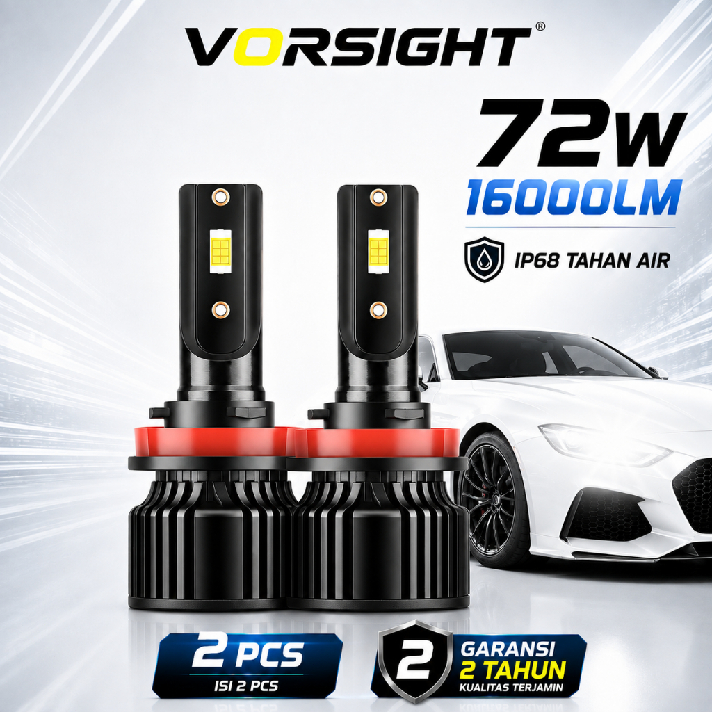 Lampu LED H11 Mobil Foglamp 72W Putih Fokus Sepasang untuk Fortuner Yaris