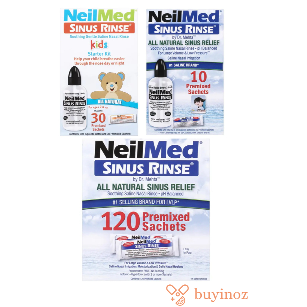Neilmed Sinus Rinse Starter Kit 10 Premixed Sachets | Neilmed Sinus Rinse Kids - Bottle + 30 Sachets