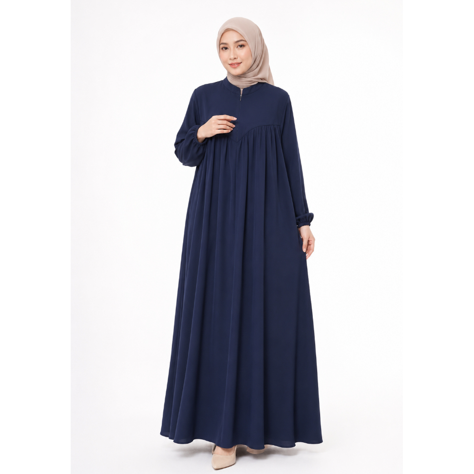 Gamis mozz 026 l Gamis Muslimah Panjang Lengan Panjang Kerah Tinggi Warna Marun Model Longgar