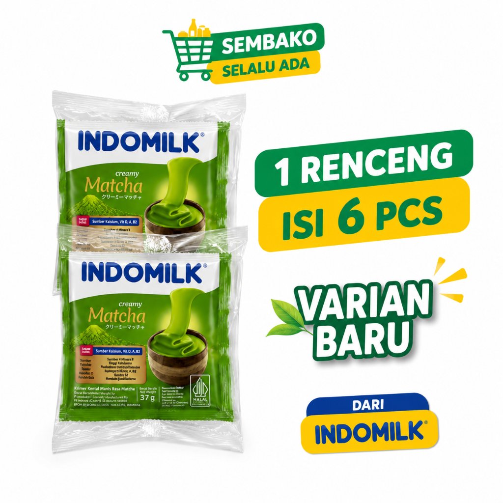 INDOMILK CREAMY MATCHA 1 RENCENG ISI 6 PCS | Susu Matcha Bubuk Instan | Minuman Matcha Sachet - Toko