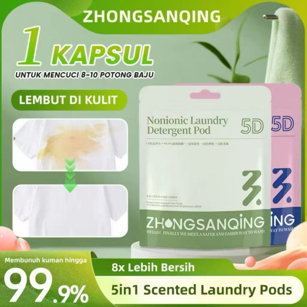 Laundry Pods 5 in 1 Premium | Deterjen Kapsul 10X Kekuatan Membersihkan, Wangi Tahan Lama, Anti Bakt