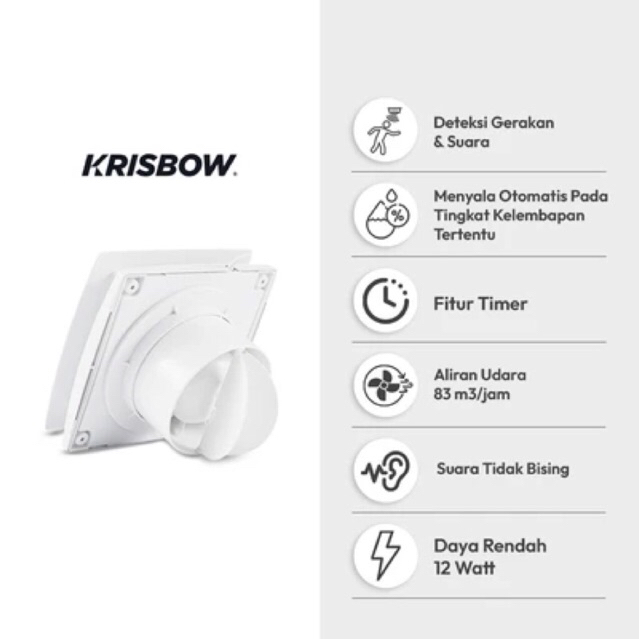 AZKO KRISBOW EXHAUST FAN DENGAN HUMIDITY SENSOR 4INC PUTIH/AZKO KRISBOW EXHAUST FAN WITH HUMIDITY SE