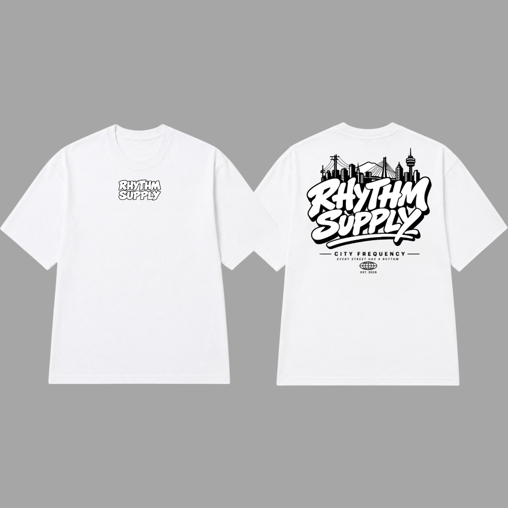 Rhythm Supply - Kaos Putih RHYTHM SUPPLY Casual Pria Wanita - A3