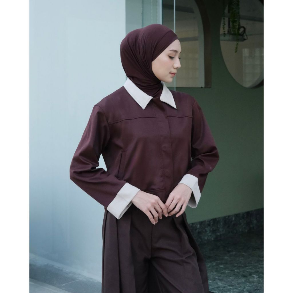 Jenn Two Tone Jacket Suede | Basic Lining | Jaket Outer Dua Warna | Atasan Wanita | Smart Casual Dai
