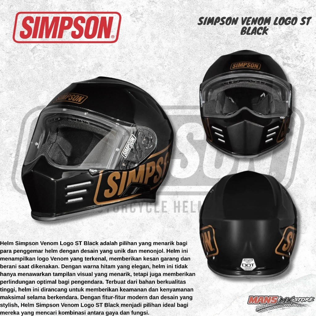 SIMPSON VENOM LOGO ST BLACK HELM SIMPSON FULLFACE ORIGINAL HELM CLASSIC