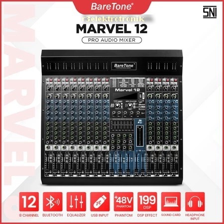 BARETONE AUDIO PROFESSIONAL AUDIO MIXER 12 CHANNEL MARVEL 12