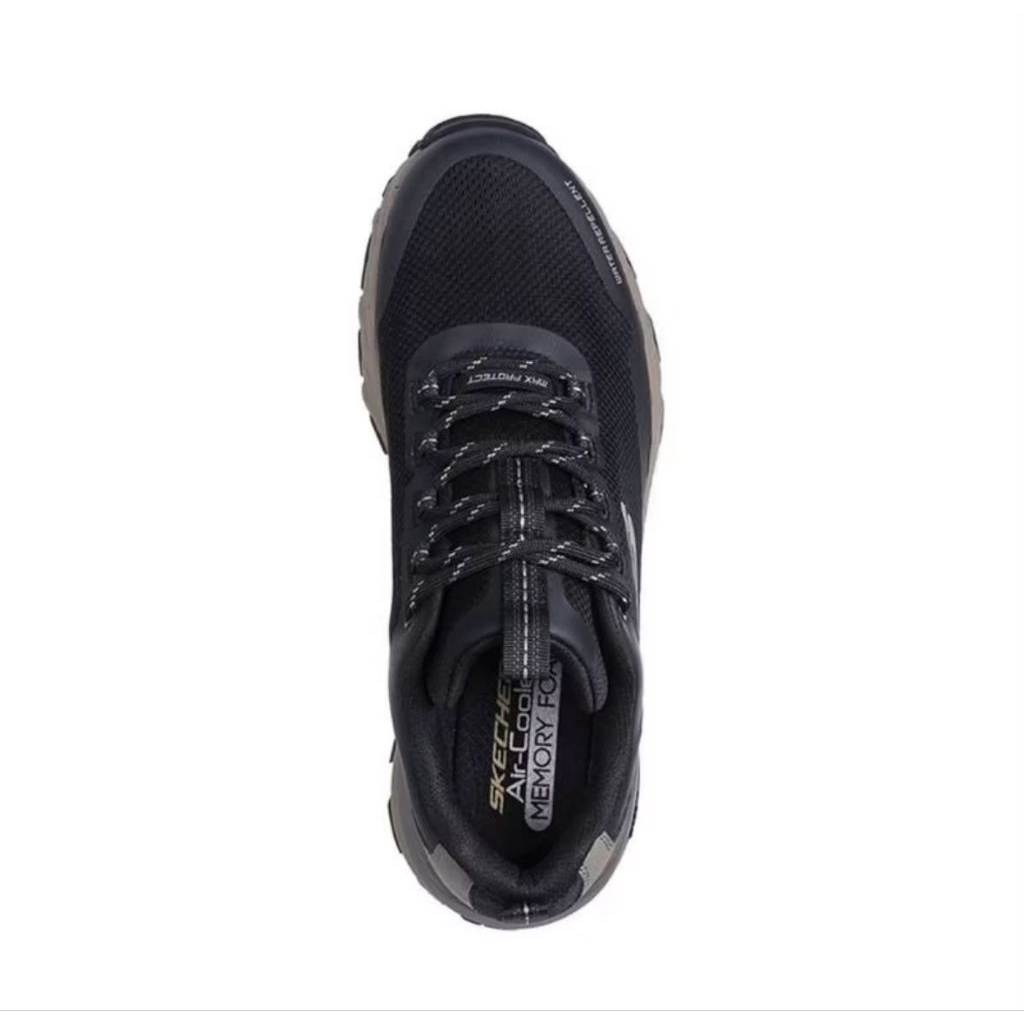 Sepatu Sneakers Pria Skechers Air-Cool Memory Foam Hitam Tali Elastis