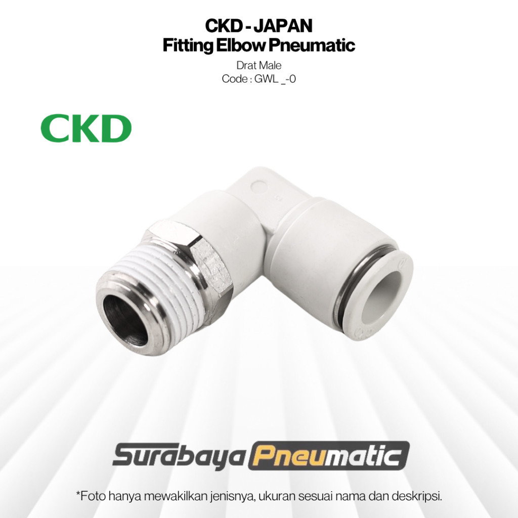 CKD - Fitting Elbow Drat Male - GWL4-M5 (OD4mm, Drat M5) - Japan
