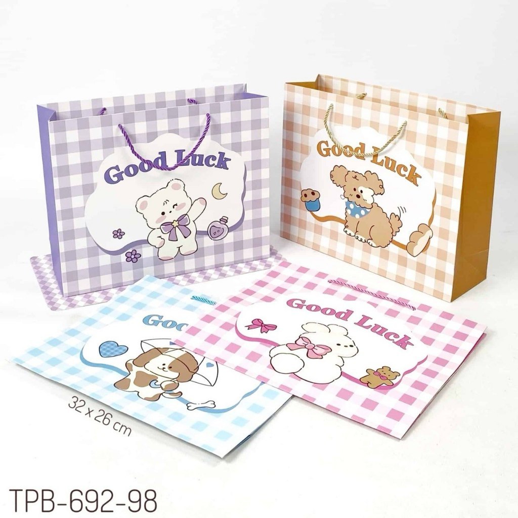 TPB 692-98 - ISI 12 TAS PAPERBAG LANDSCAPE LARGE UK 32X26X10CM MTF KTK KOMB GOOD LUCK ANIMAL MIX