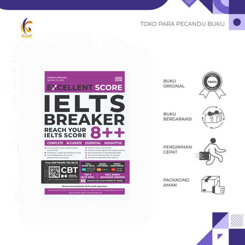 Buku IELTS BREAKER 8++ - Anis N.H., S.S., M.A. & Forum Alumni Pare - Andalimanbooks - Kalukusmart