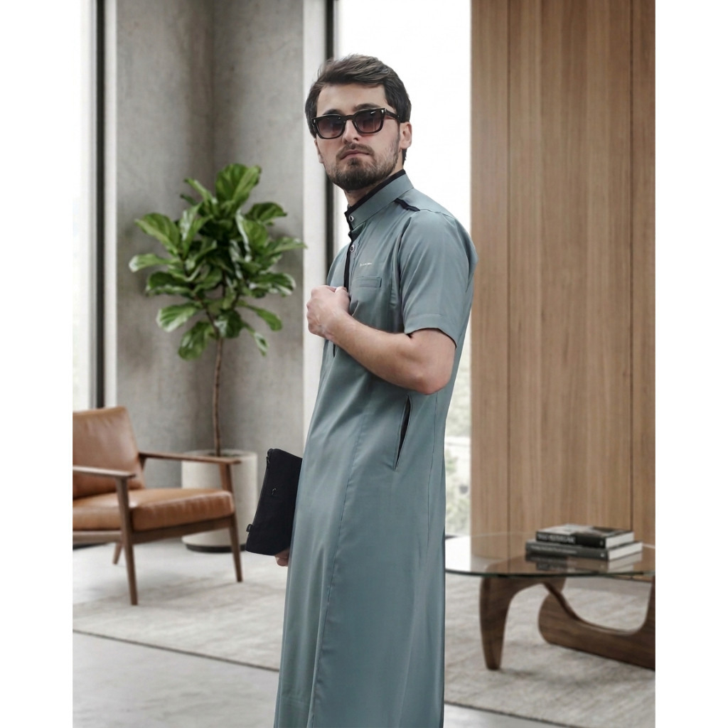 Samase Jubah Pria Lengan Pendek U095 Slim Fit Premium | Jubah Saudi