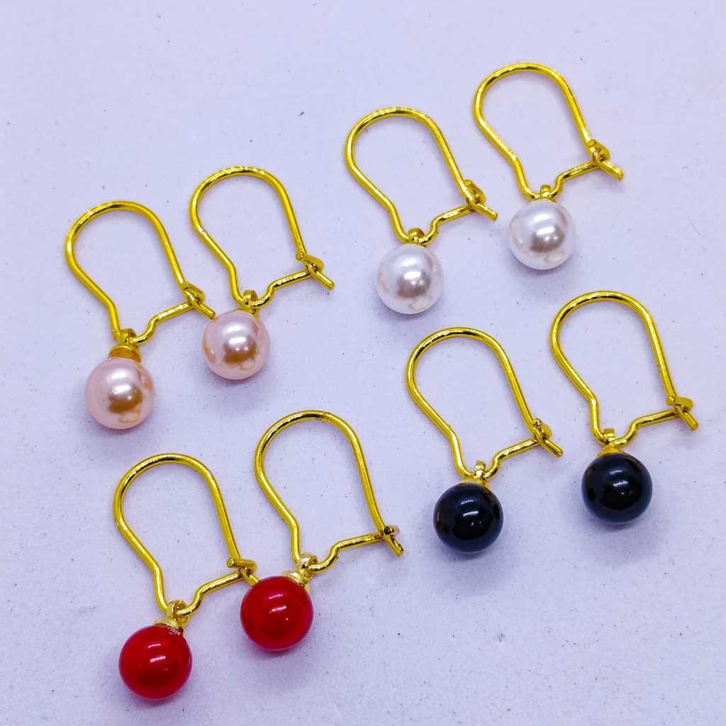 Korea Anting Kancing Subang Mutiara Buatan Manusia Anti Karat Tusuk Berlapis Emas Korea Terbaru Impo