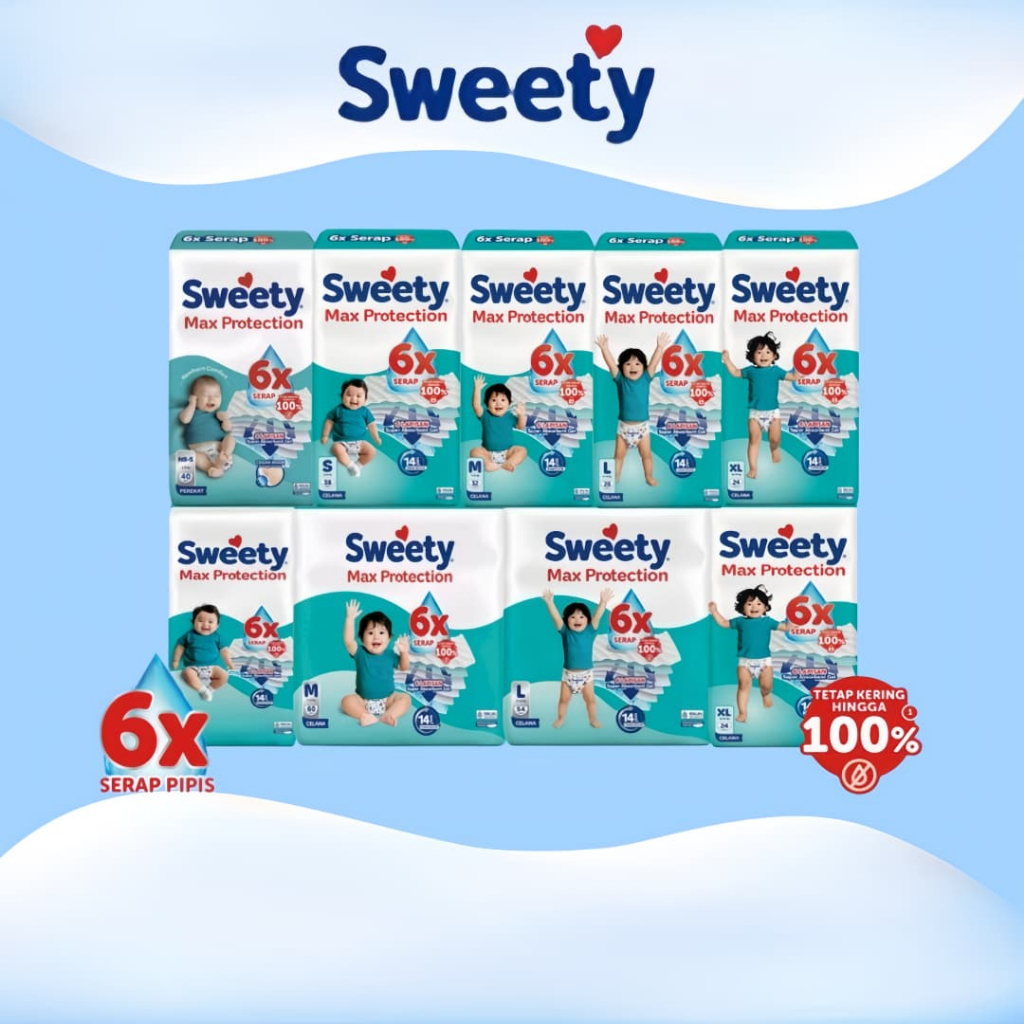 Popok Bayi Sweety Silver Pants Tape Perekat Ukuran NBS40 S32 M30 L28 XL24