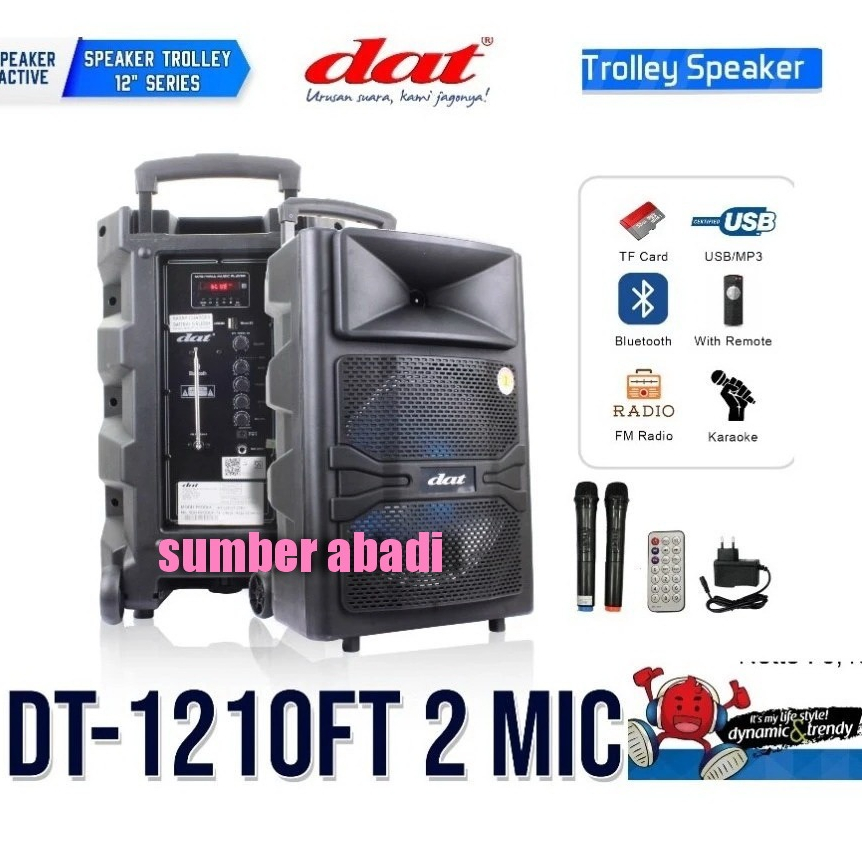 SPEAKER PORTABEL WIRELESS DAT DT1210TF DAT DT1210 FT DAT DT 1210FT NEW MODEL MIC CAS