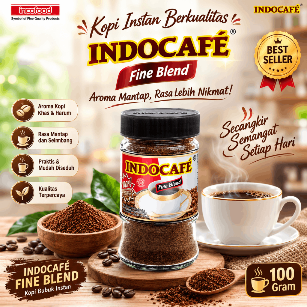 Indocafe Fine Blend / Indocafe Fine Blend Kemasan Botol 100gr