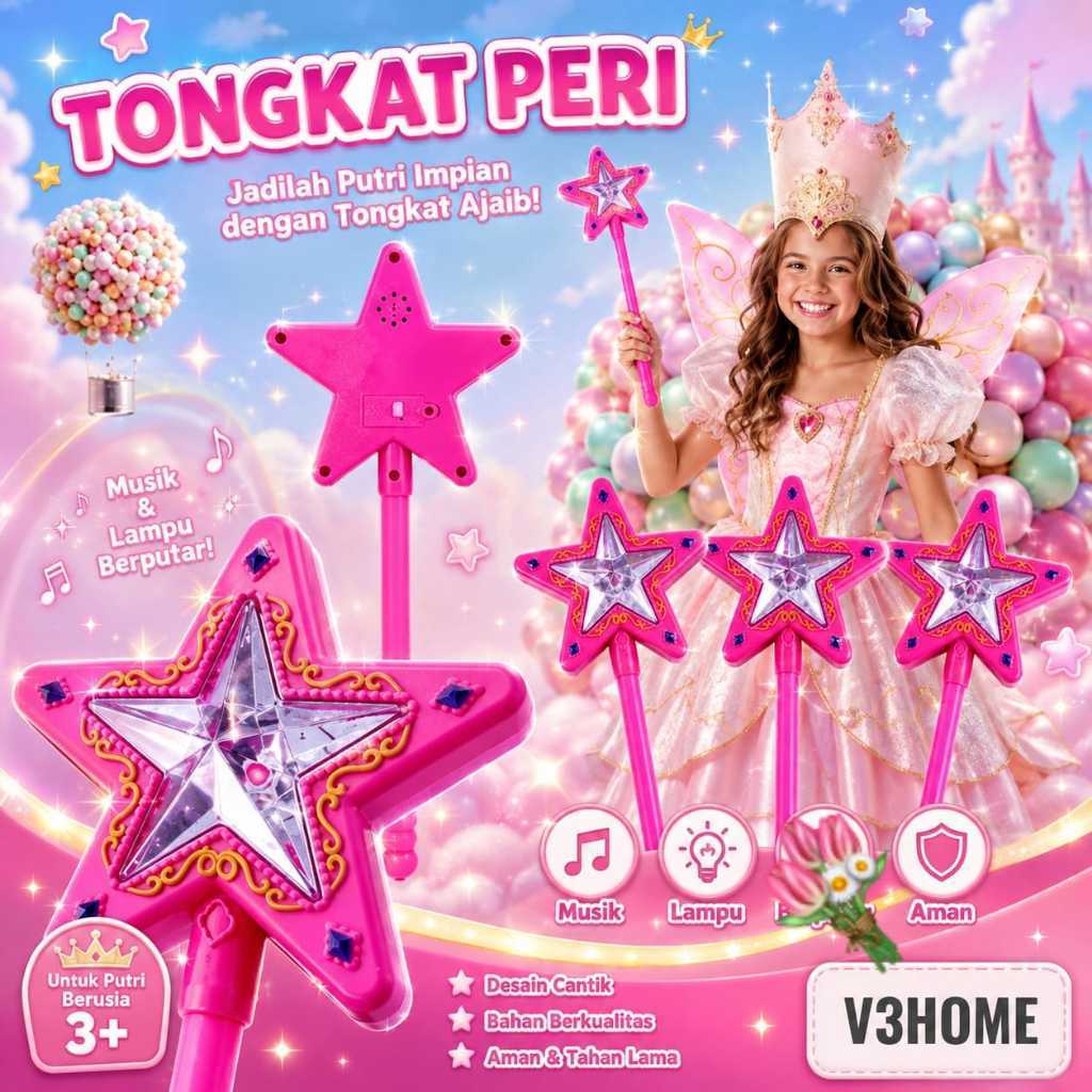 MAINAN STIK TONGKAT PERI / Mainan Tongkat Peri FREE BATRAI / MAINAN ANAK PEREMPUAN TONGKAT PERI
