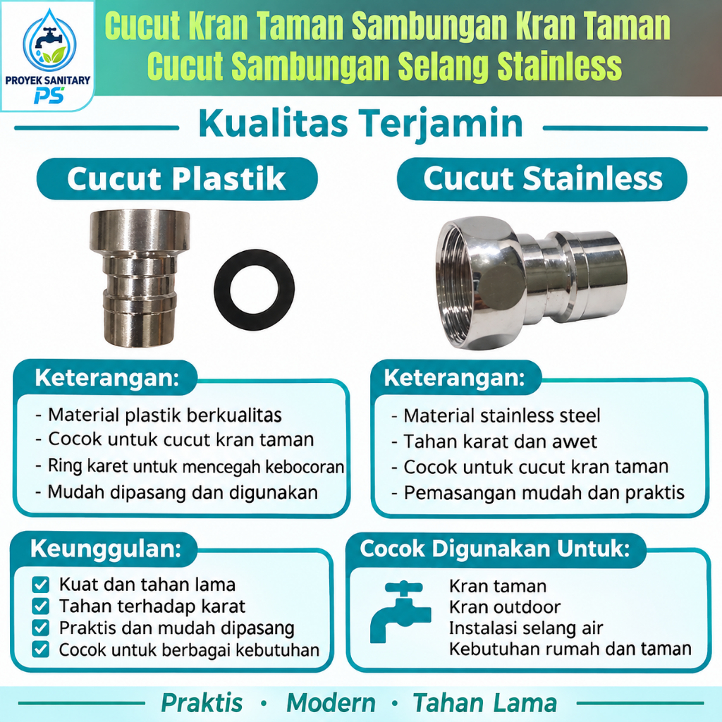 PS - Cucut Kran Taman Sambungan kran Taman Cucut Sambungan selang stainless