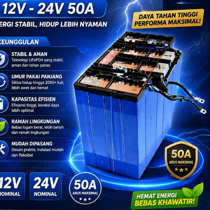 Baterai Lifepo4 12V&24V 50Ah