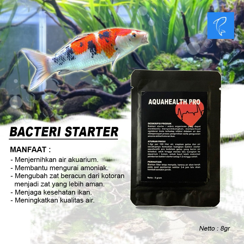 bakteri starter bubuk akuarium, bakteri starter aquahealth, 8 Gram - Membantu Menyeimbangkan Mikroor