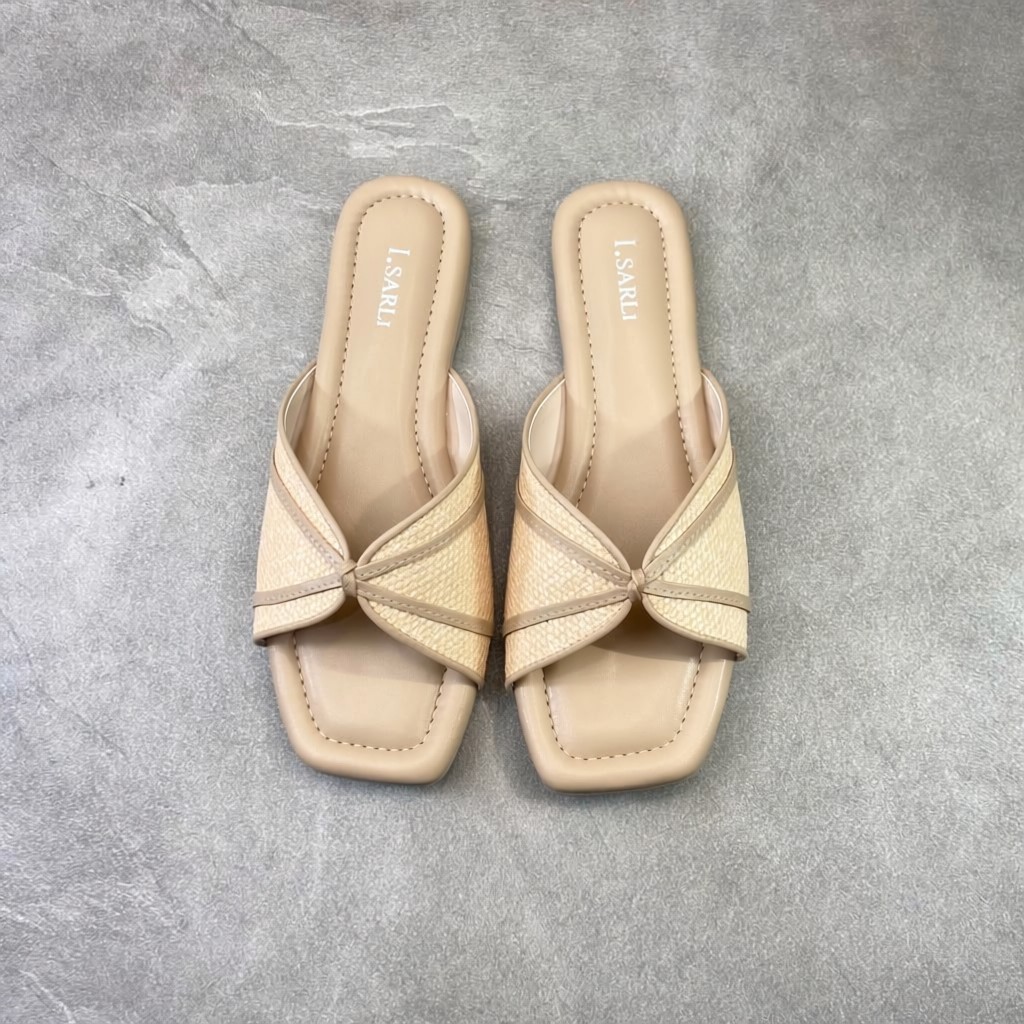 Isarli Shoes - JJ.234 Sandal Anyam Silang - Sandal Wanita Flat Teplek Selop Slide Sandal Rotan Rajut
