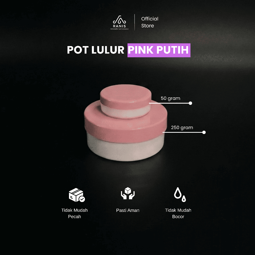 (SATUAN) Pot Lulur Putih Tutup Pink P1027