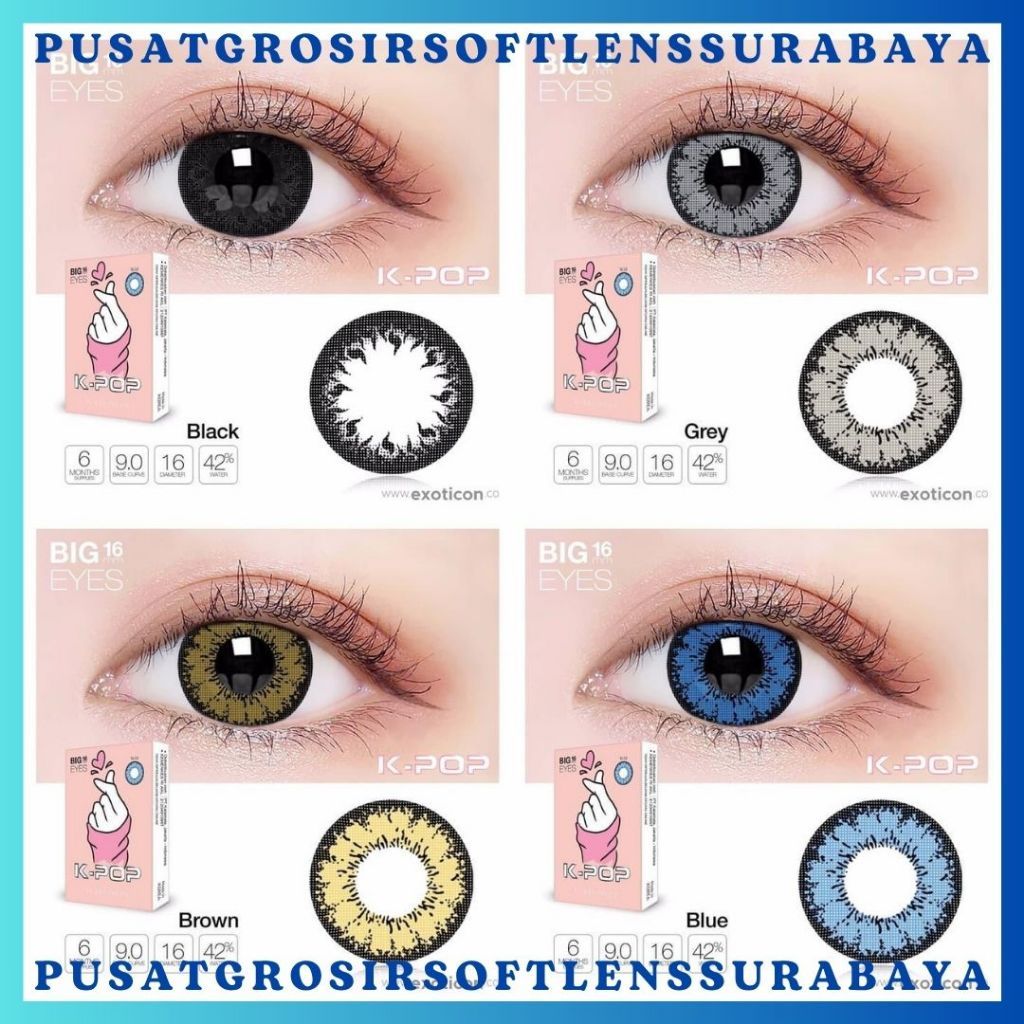 SOFTLENS X2 KPOP 16 MM BIG EYES NORMAL & MINUS ///// SOFLEN / SOPLEN / SOFLENS / SOFTLEN / SOFTLENT 