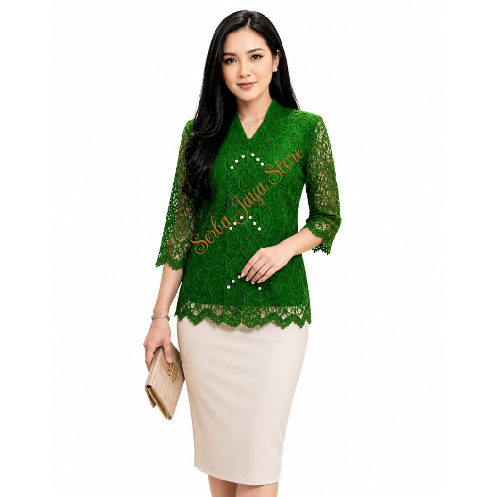 02Blouse Kebaya Brokat Mewah Kartini Atasan Fashion Wanita Kekinian Cantik Halus Lembut dan Elegan