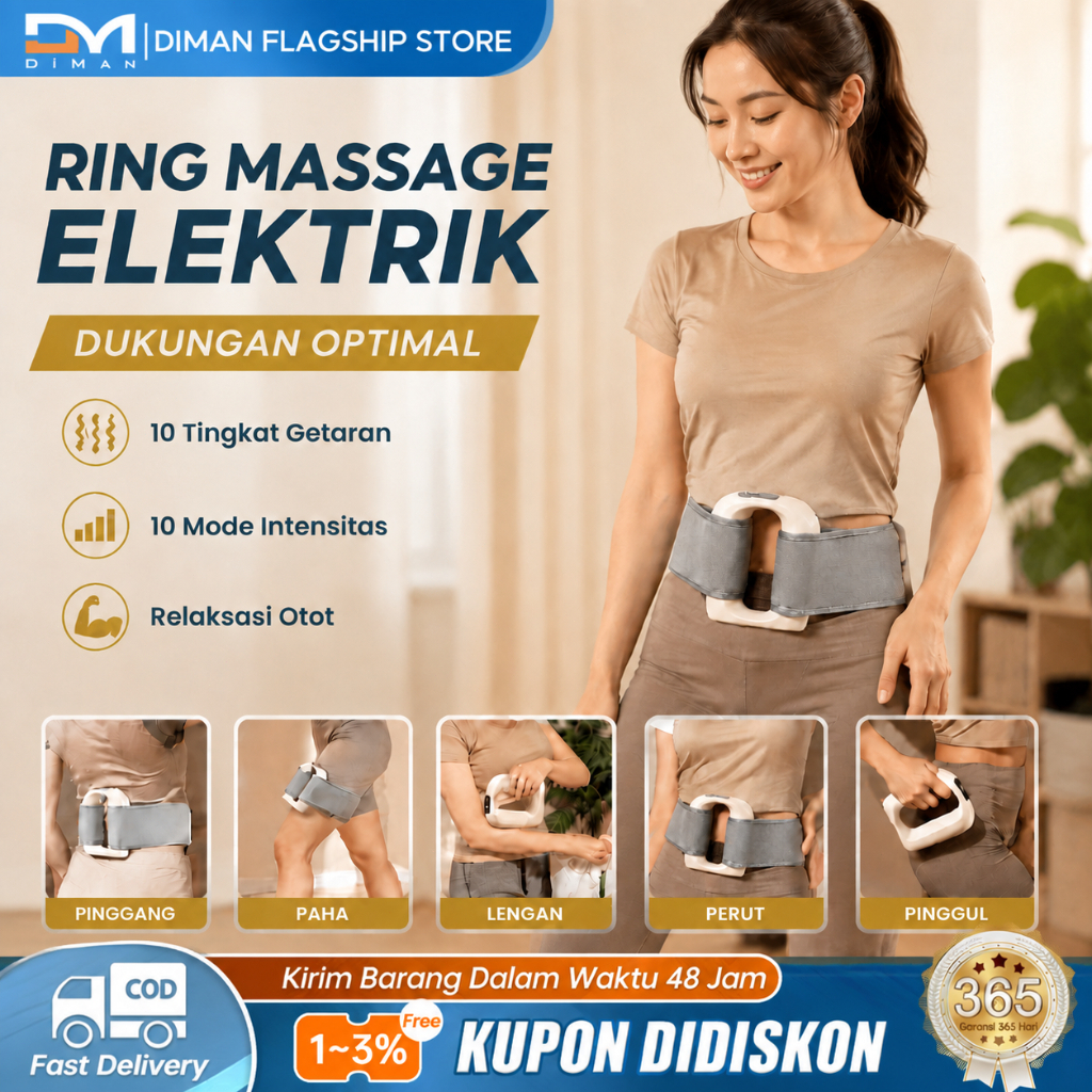Alat Pijat Elektrik Massage Ring Belt – Sabuk Penghancur Lemak Portabel dengan 10 Tingkat Kekuatan &