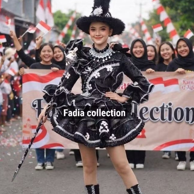 Baju Mayoret Variasi Bunga/Baju Mayoret Hitam/Baju Mayoret Wanita Terbaru/Mayoret Drumband