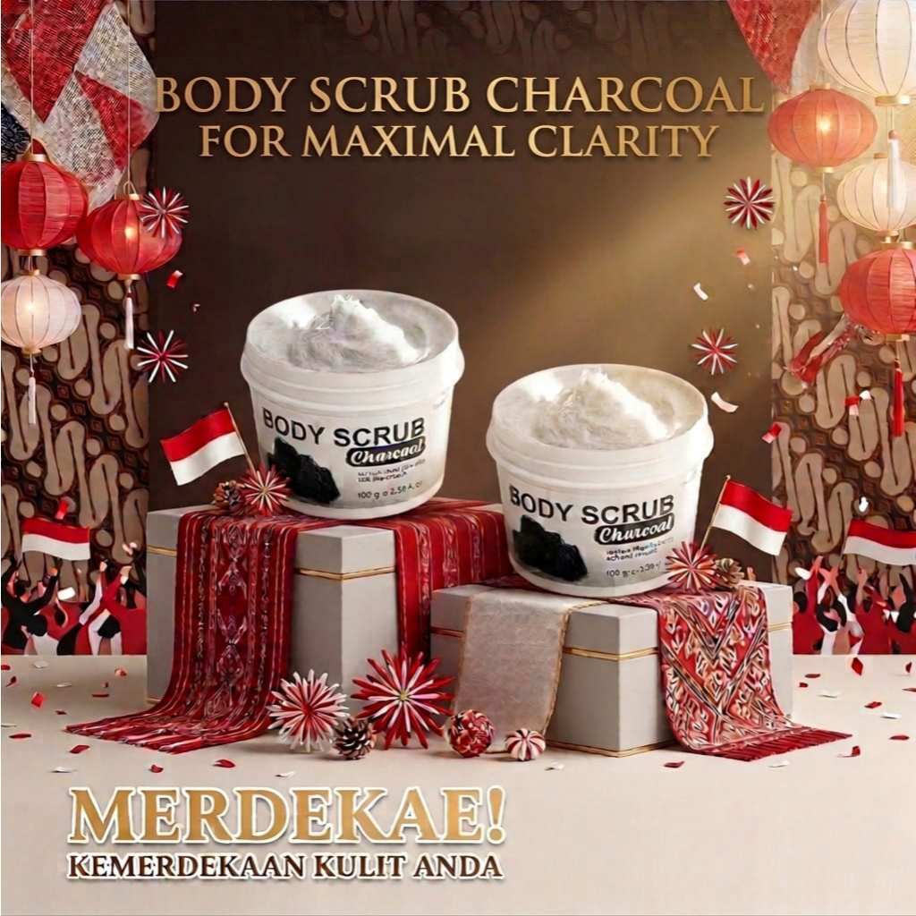 Jealous Body Scrub Carcoal dengan Hyaluronate + collagen + Gluta + Niacinamide Efek tone up Atasi ba