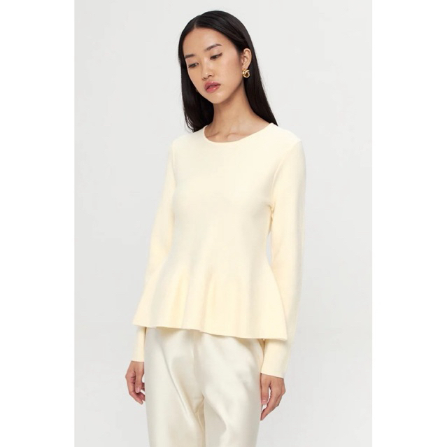 [ New ] DUMA - Josette Peplum Top | Cream Blouse