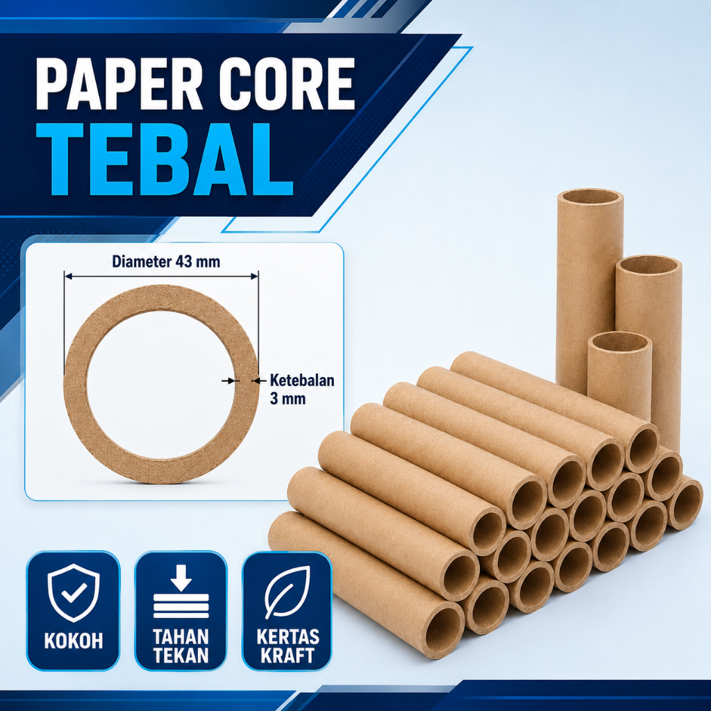 Paper Core/Kones Tube D Luar = 4,3CM/ Selongsong D Dalam= 38CM/ Tabung Packing/ Paper Tube/ Tabung K
