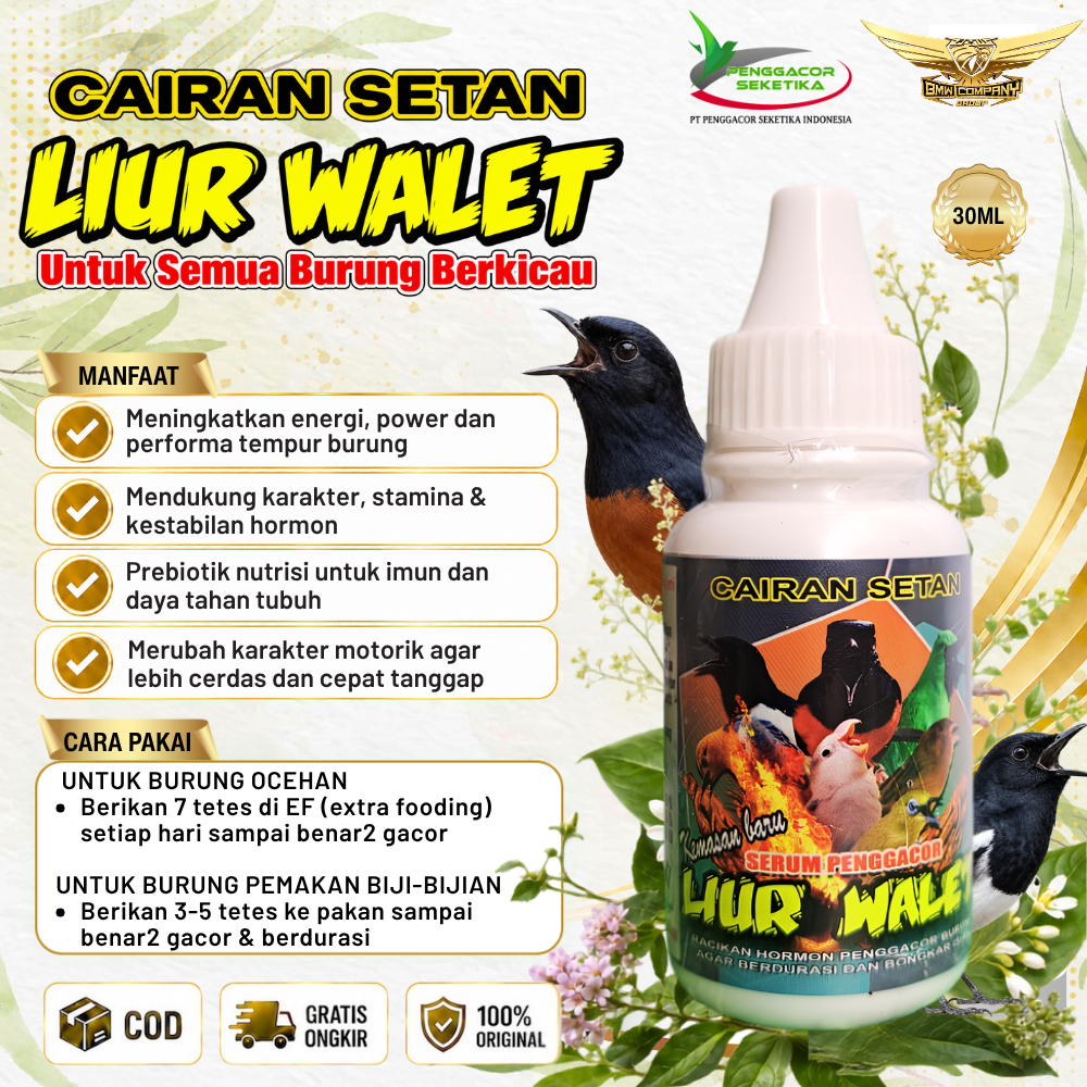 Cairan Setan Liur Walet Vitamin Penggacor Suplemen Burung Gacor Stamina Premium Nutrisi Harian