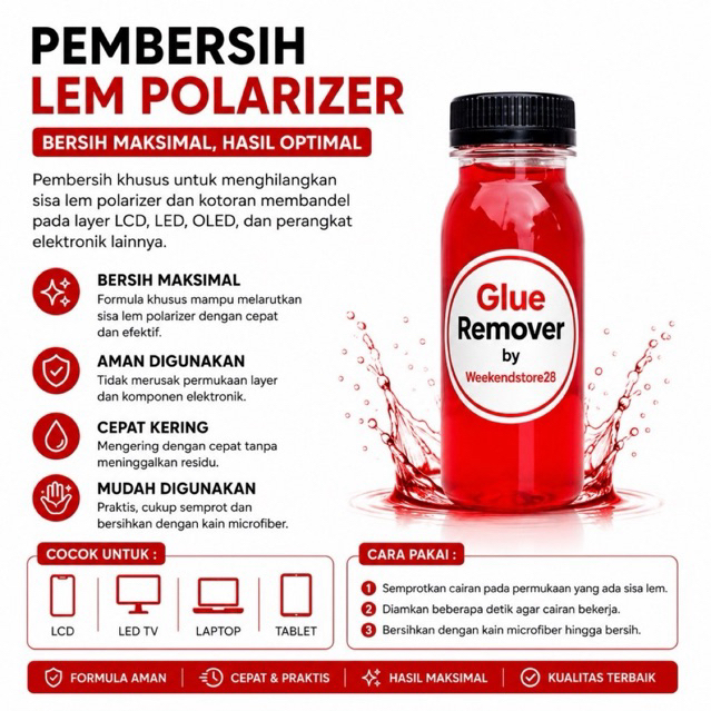 Glue Remover,Cairan Penghilang Bekas Stiker,Polarizer [ 50Ml ]