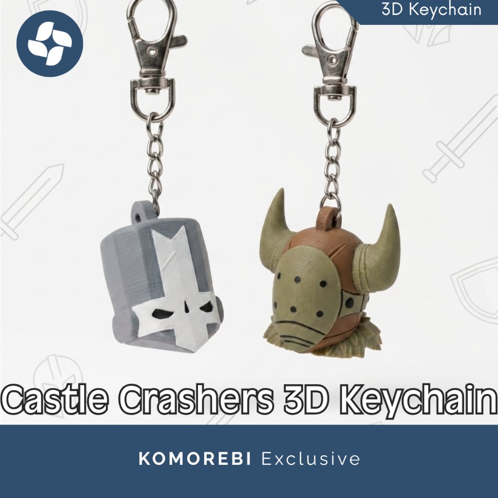 Gantungan Kunci Castle Crashers 3D Keychain Aksesoris Tas Game Gray Knight Barbarian Kado Unik Lucu 