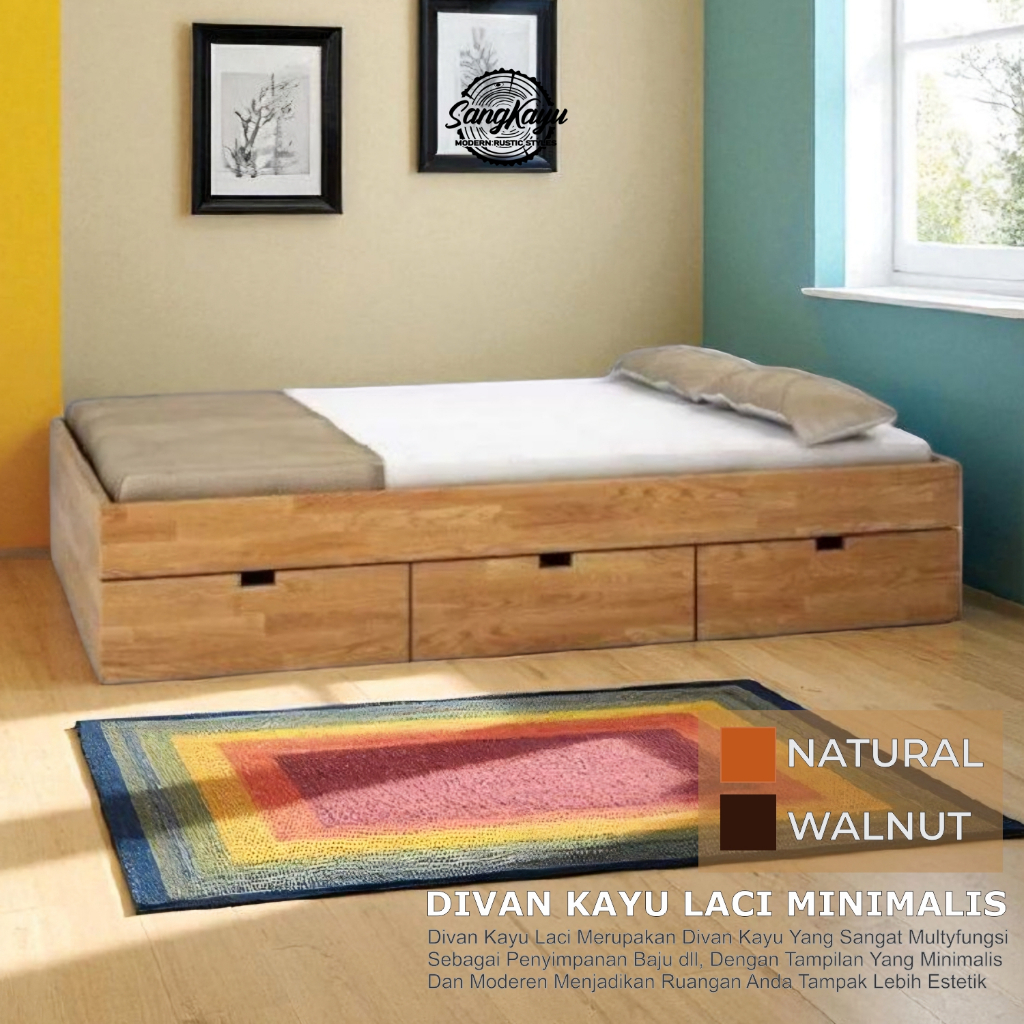 SangKayu Divan Kayu laci Divan kayu minimalis Ranjang kayu Ranjang matras