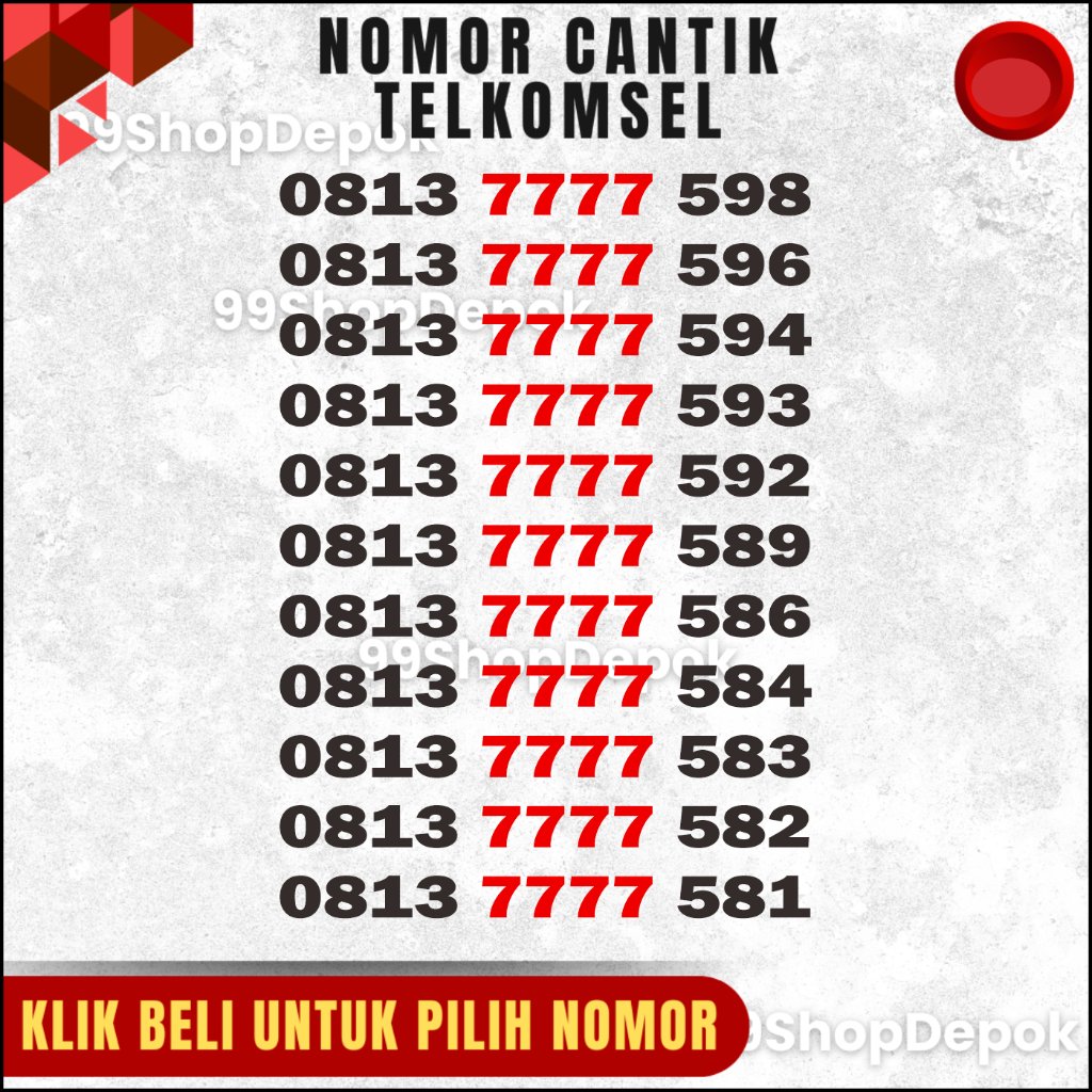 Nomor Cantik Simpati 11 DIGIT, TELKOMSEL 77775, Nomer Cantik Simpati 4g 5g Kartu Perdana 7777 59